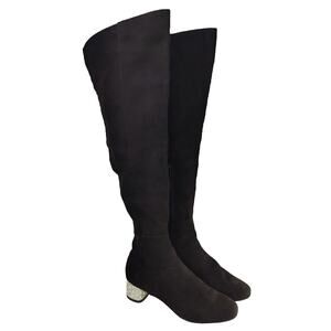 Black Vintage Y2K Betsy Johnson Knee High Pearl Boots Sz 7